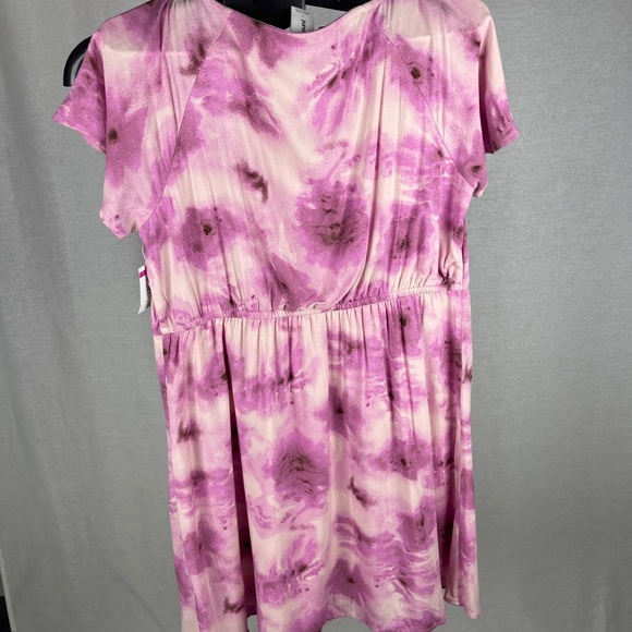 Abound Abstract Floral front tie short sleeve pink/purple dress size lar… - Picture 2 of 6